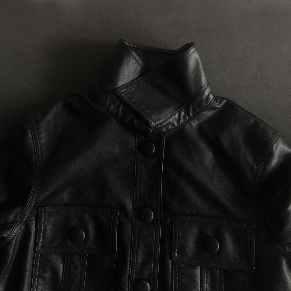 Short Faux Leather Jacket