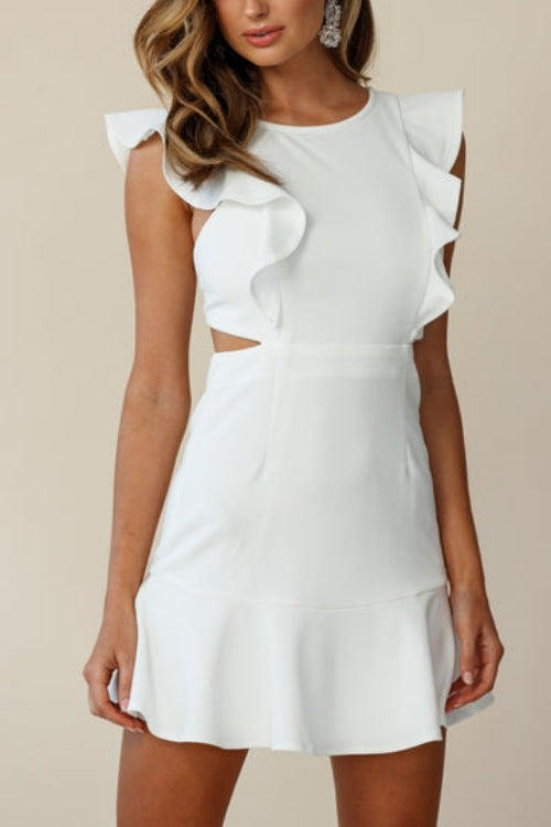 Sleeveless Ruffled Asymmetric Dress