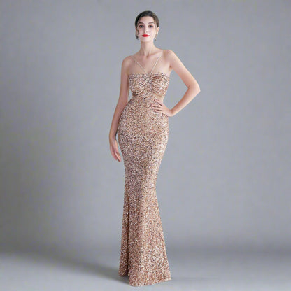 Cutout Sequin Gown