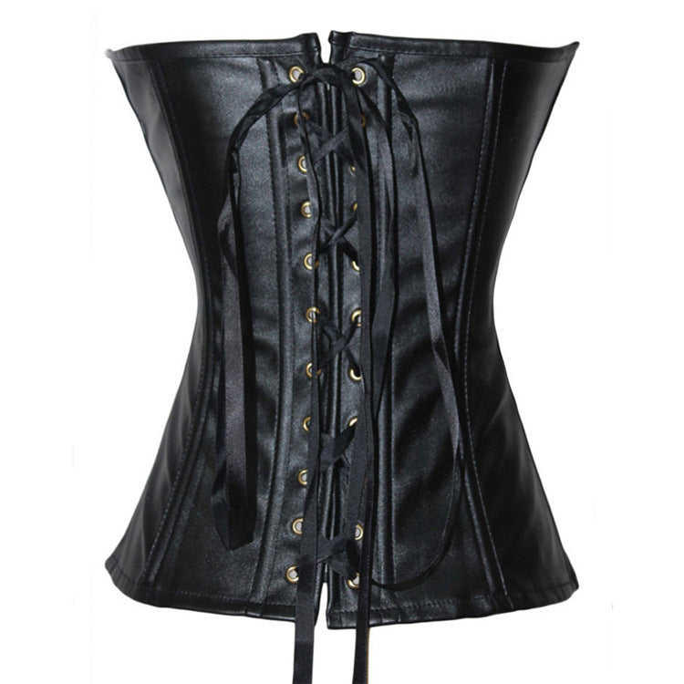 Zipper Faux Leather Corset