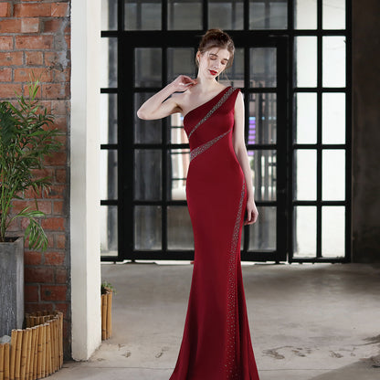 One Shoulder Trumpet Gown