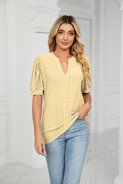 V-Neck Lantern Sleeve Shirt