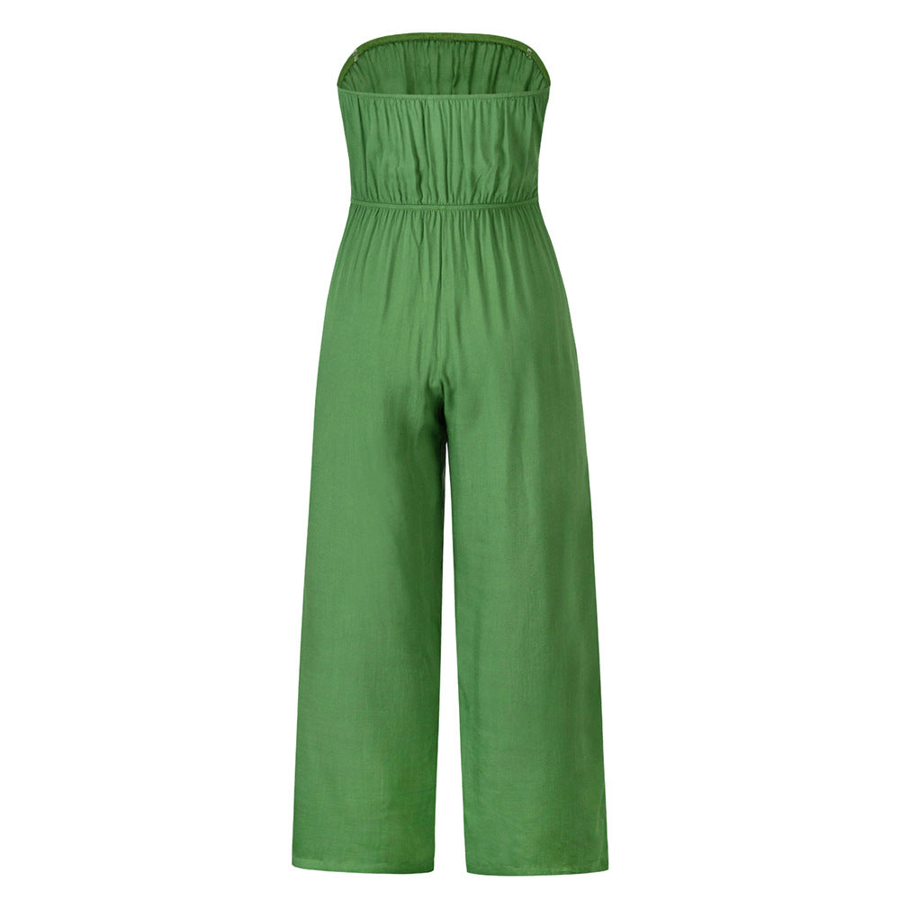 Strapless Waist Tie Jumpsuit