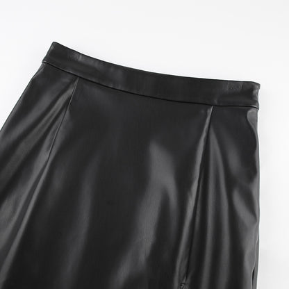 Faux Leather Slit Skirt