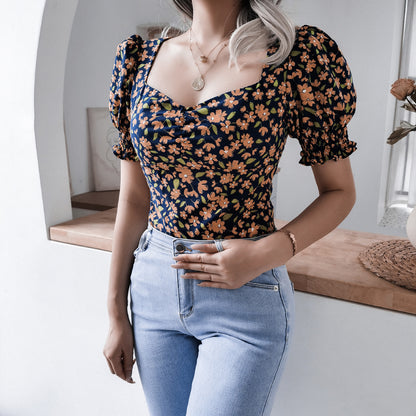 Lantern Sleeve Floral Blouse