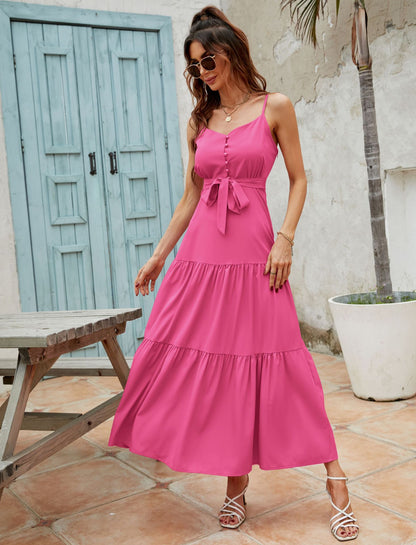 Waist Tie tiered Maxi Sundress