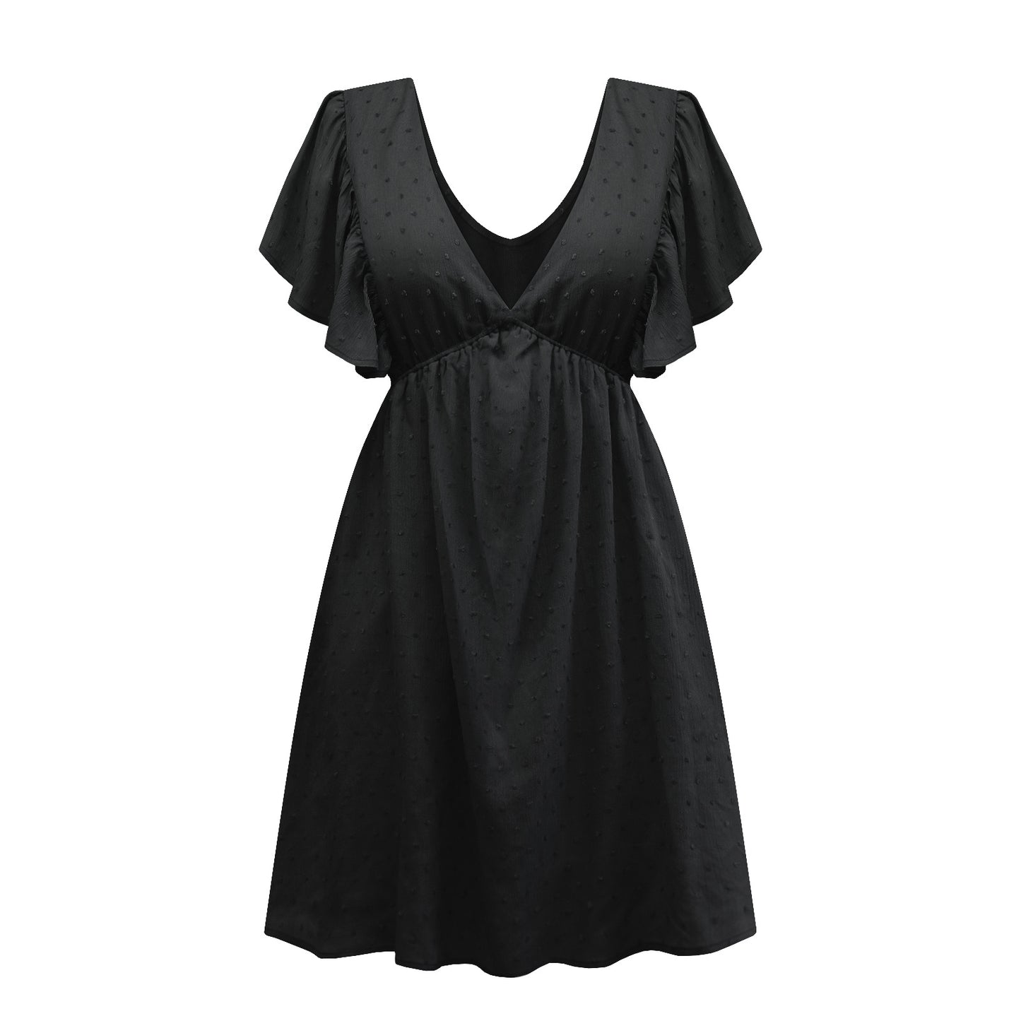 Lotus Leaf Sleeve V-neck Dress