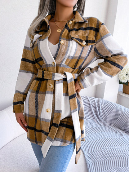 Plaid Belted Shacket