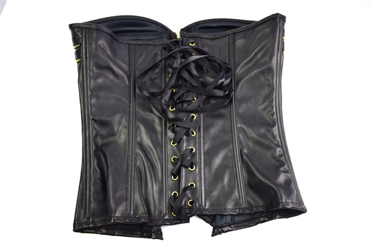 Zipper Faux Leather Corset