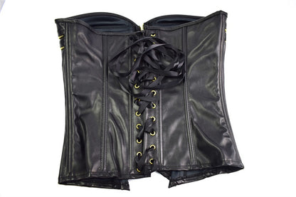 Zipper Faux Leather Corset