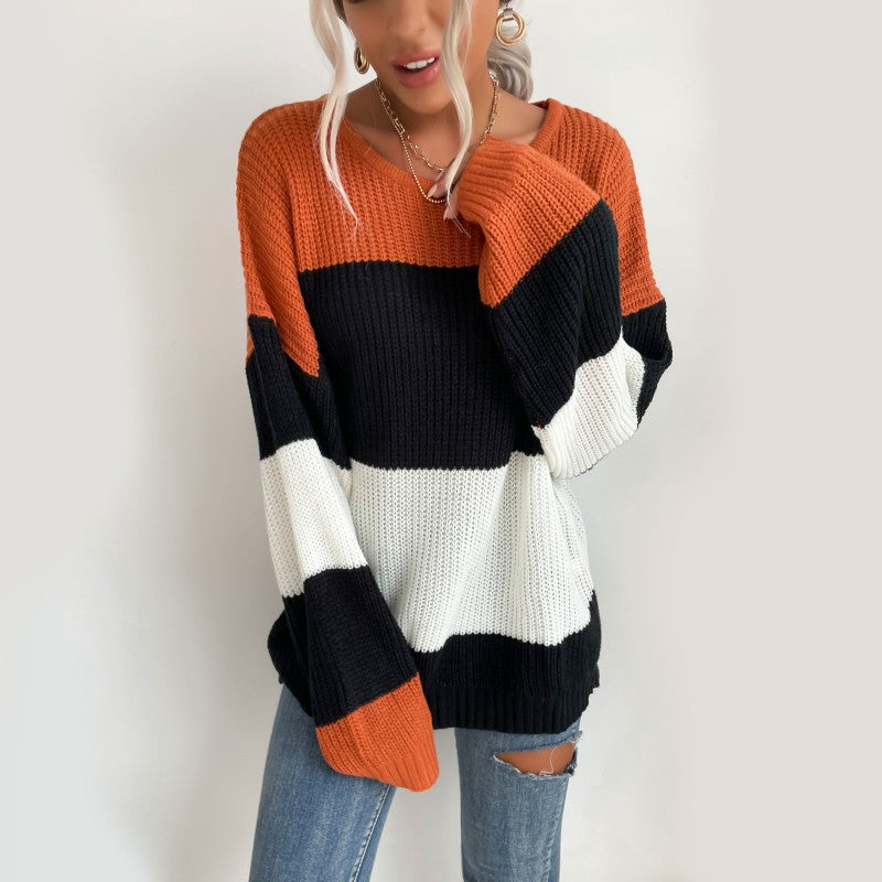 Round Neck Striped Sweater