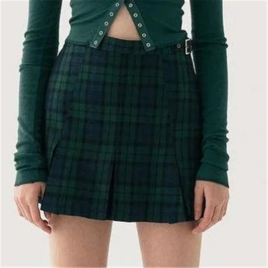 Pleated Plaid Skirt