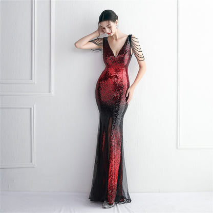 Gradient Sequin Gown