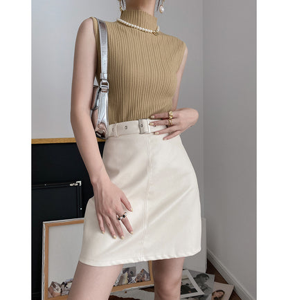 Knitted Turtleneck Sleeveless Shirt