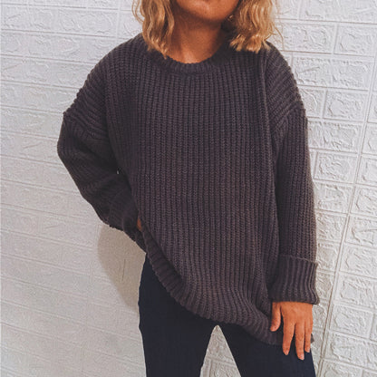 Loose Round Neck Long Sleeve Knit Sweater