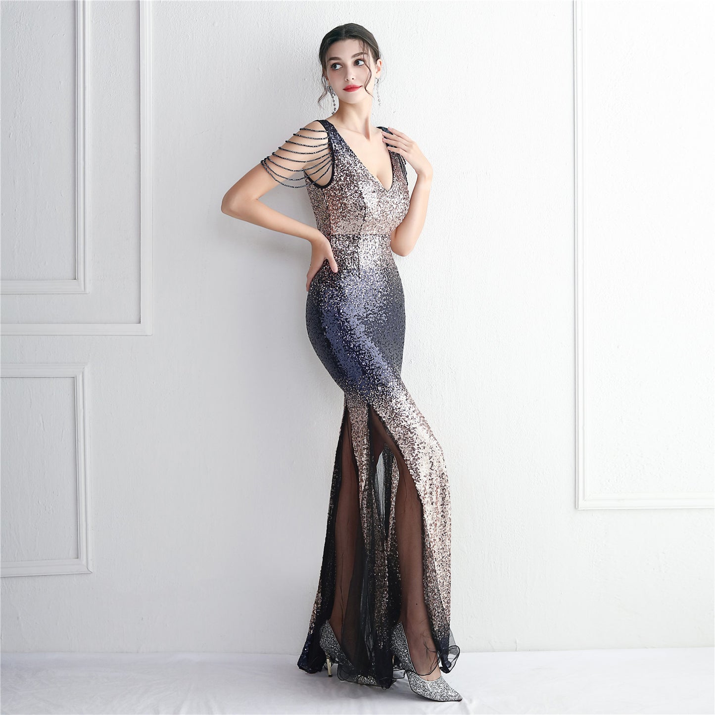 Gradient Sequin Gown