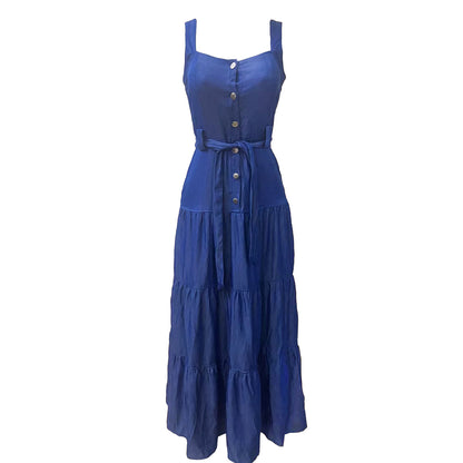 Denim Wide Hem Maxi Dress