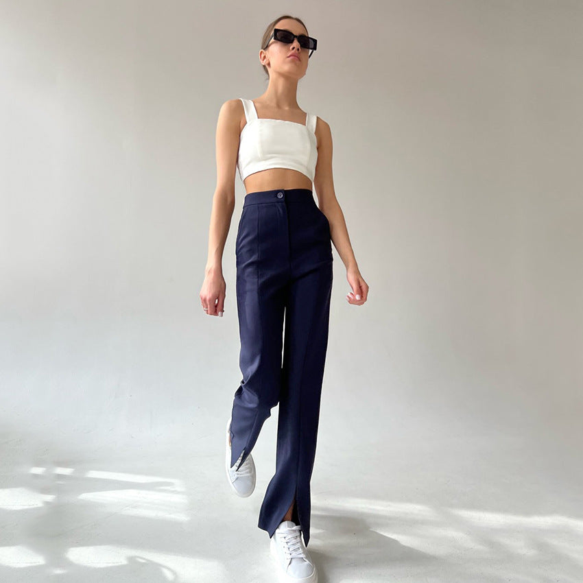 Straight Leg Button Pants