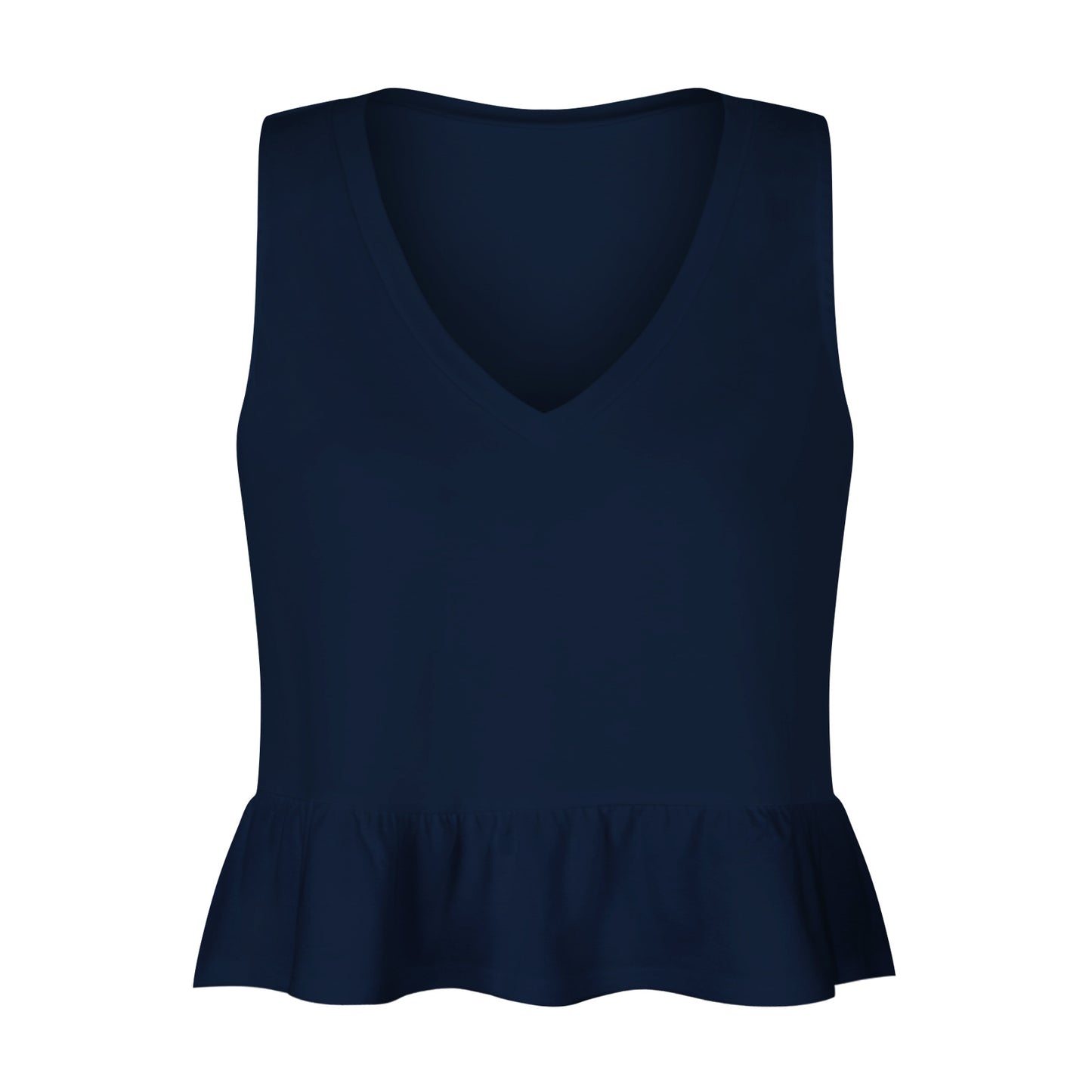 V-neck Ruffled Hem Sleeveless Top