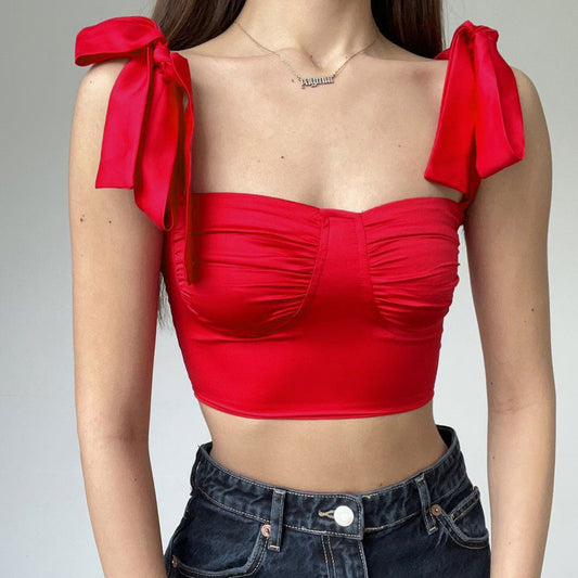 Lace up Ruched Crop Top