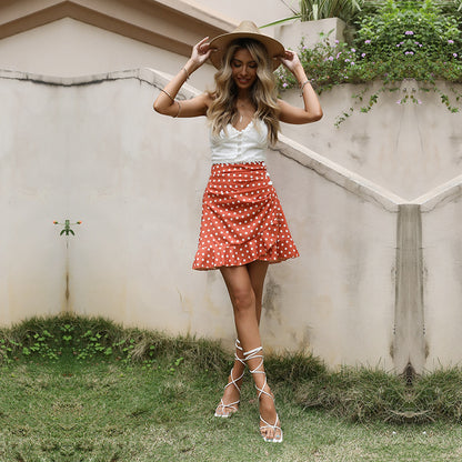 Polka Dot Retro Ruffled Skirt