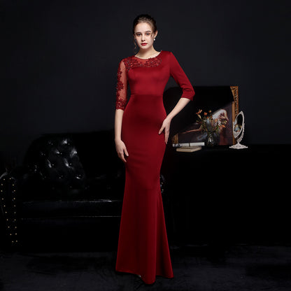 One Sleeve Illusion Gown