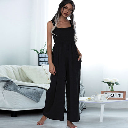 Smocking Wide Leg Jumpsuit