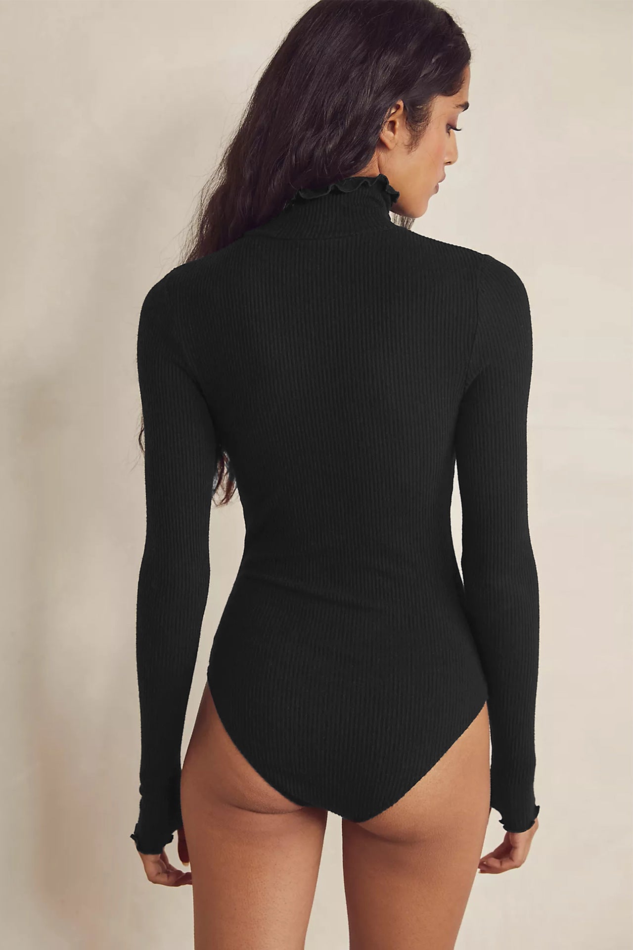 Turtleneck Robbed Long Sleeve Bodysuit