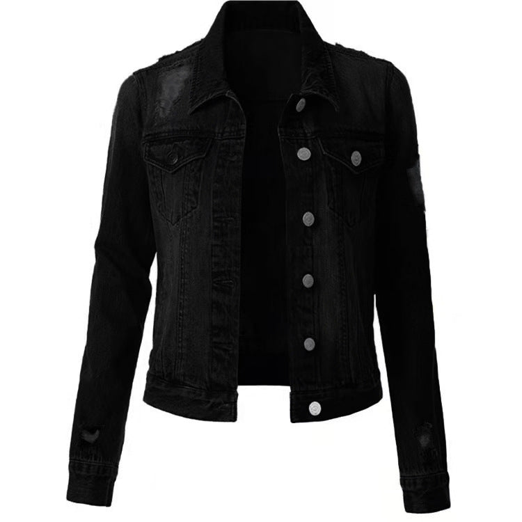 Slim-Fit Ripped Denim Jacket