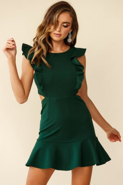 Sleeveless Ruffled Asymmetric Dress