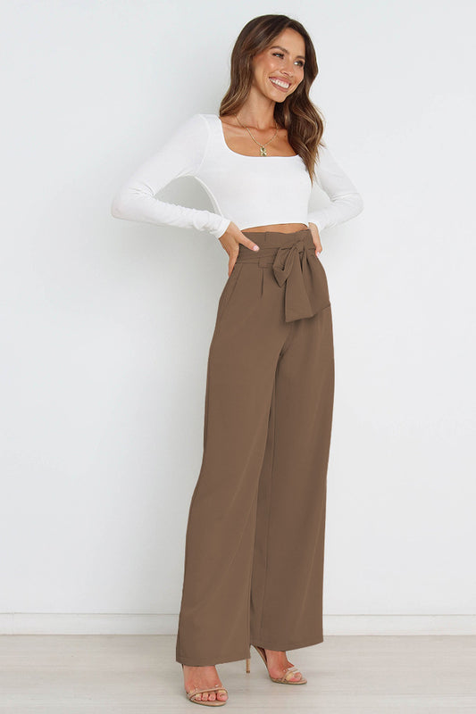 Waist Tie Straight Leg Pants