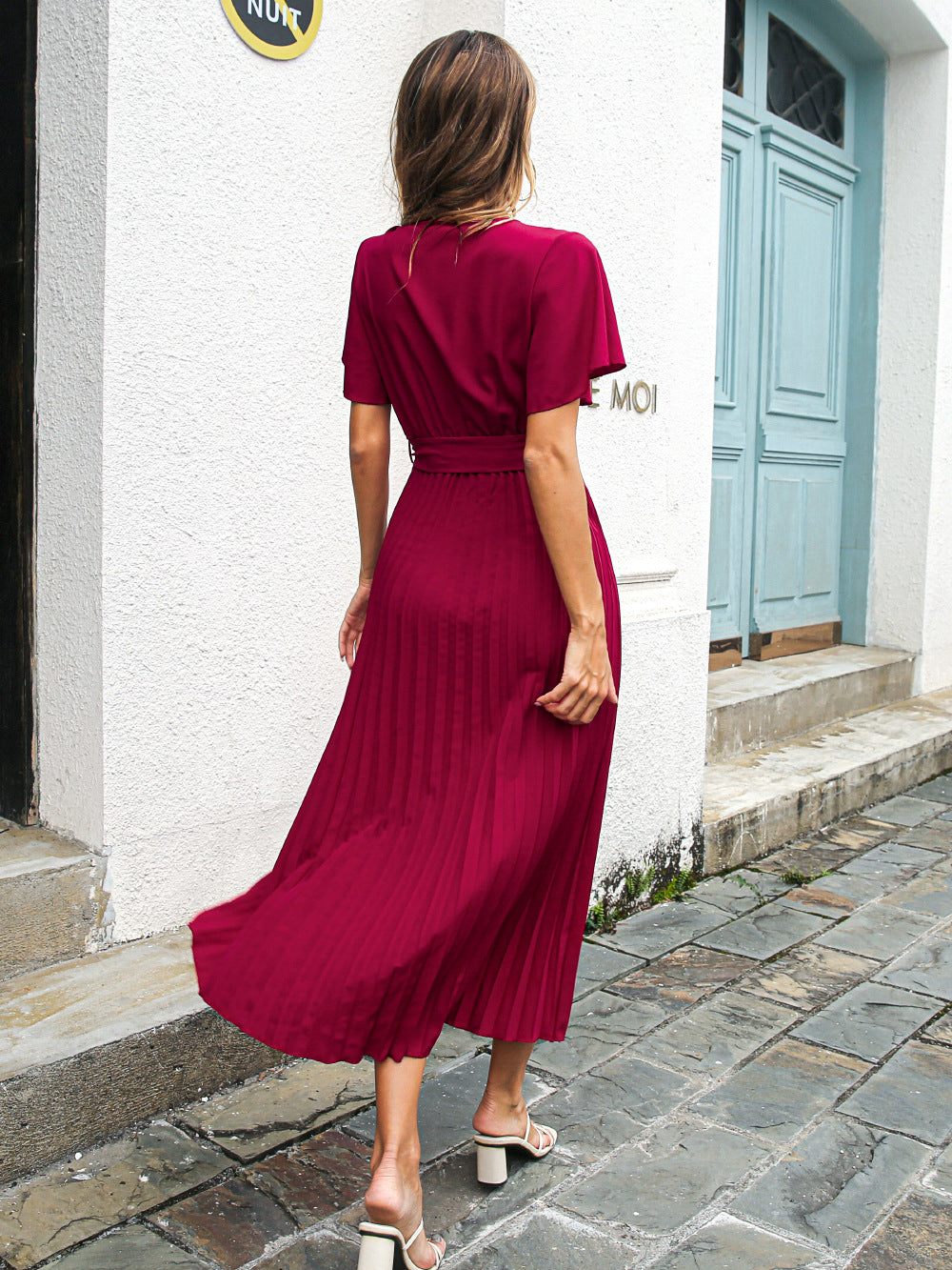 Short Sleeve Pleated Dress