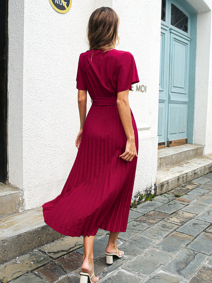 Short Sleeve Pleated Dress