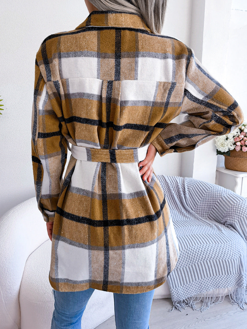 Plaid Belted Shacket