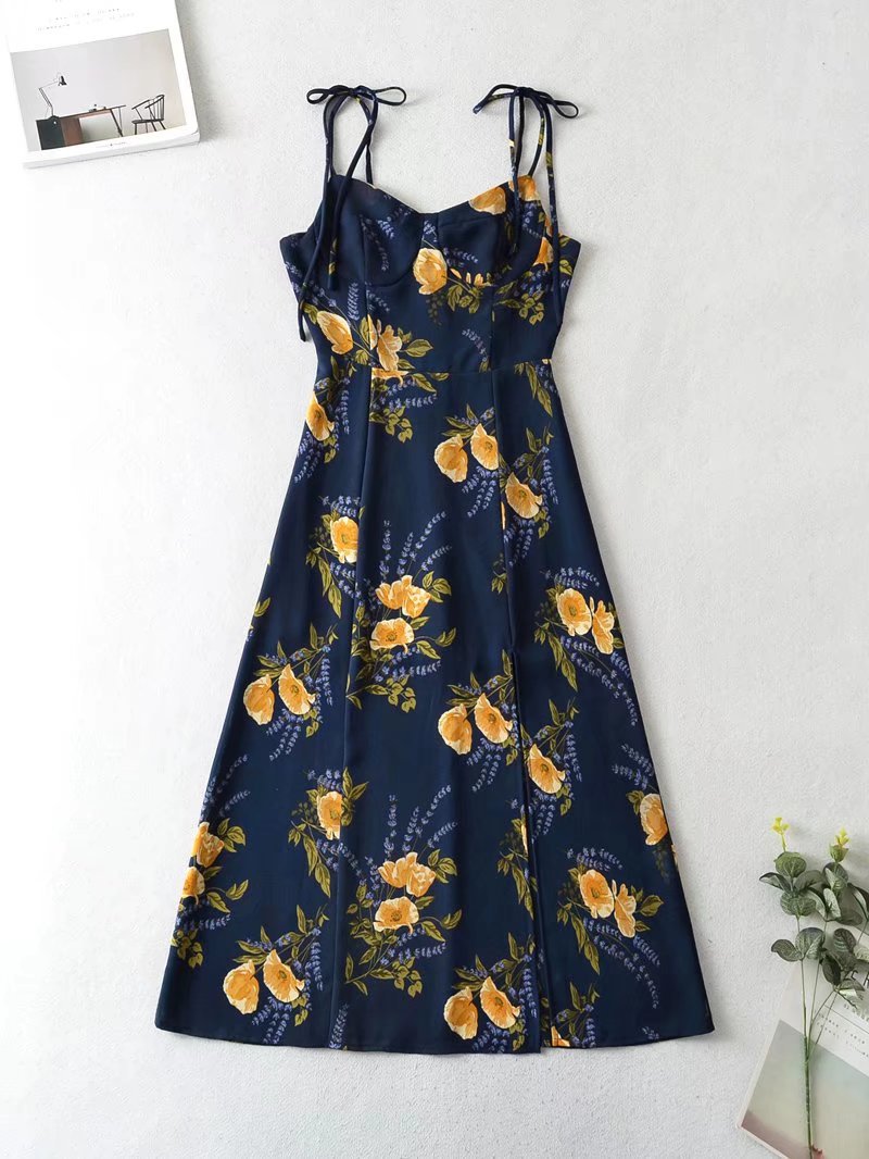 Retro Floral High Slit Sundress