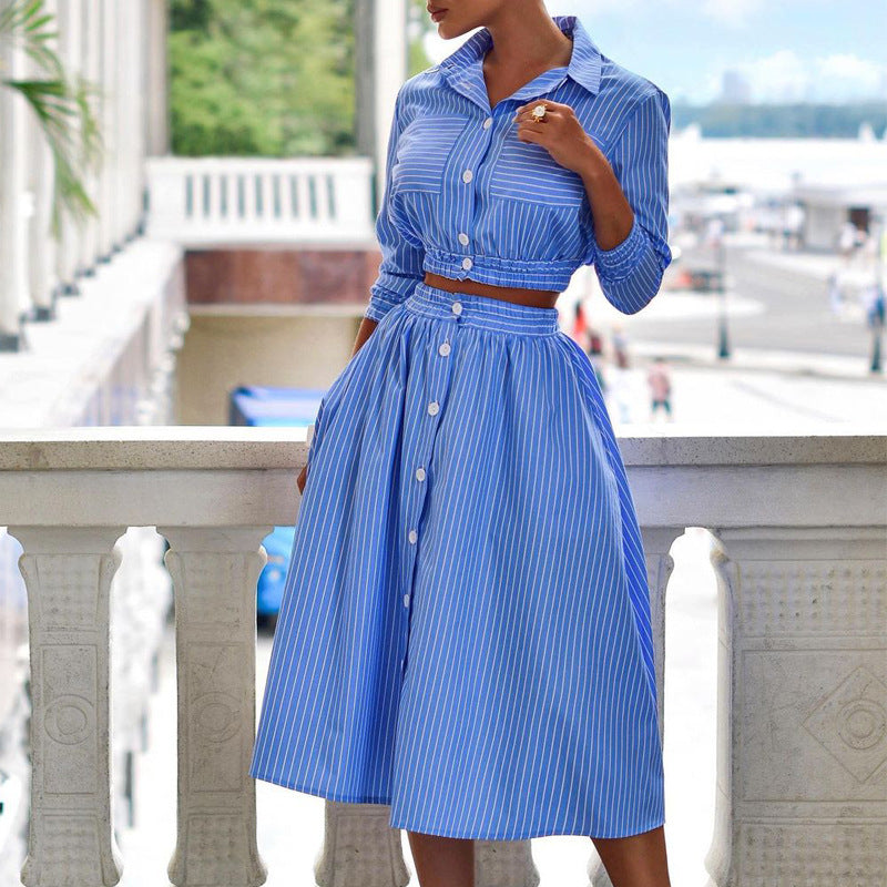 Long Sleeve Striped Shirt Dress