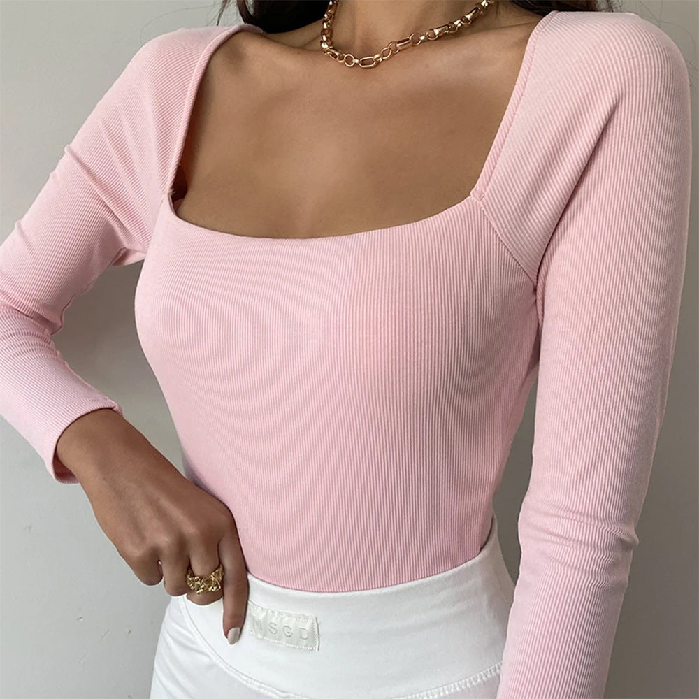 Long Sleeve Square Collar Bodysuit