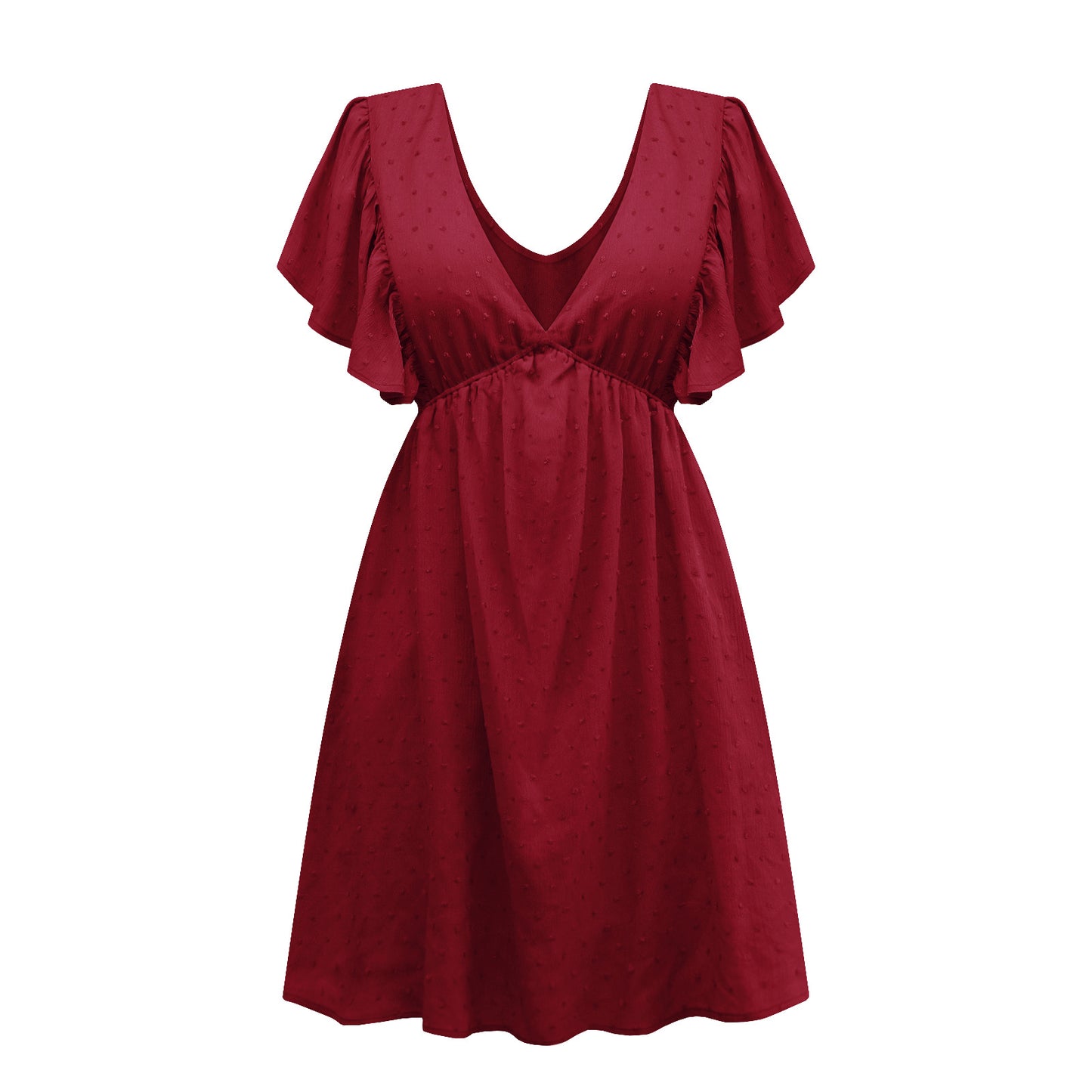 Lotus Leaf Sleeve V-neck Dress