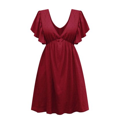 Lotus Leaf Sleeve V-neck Dress