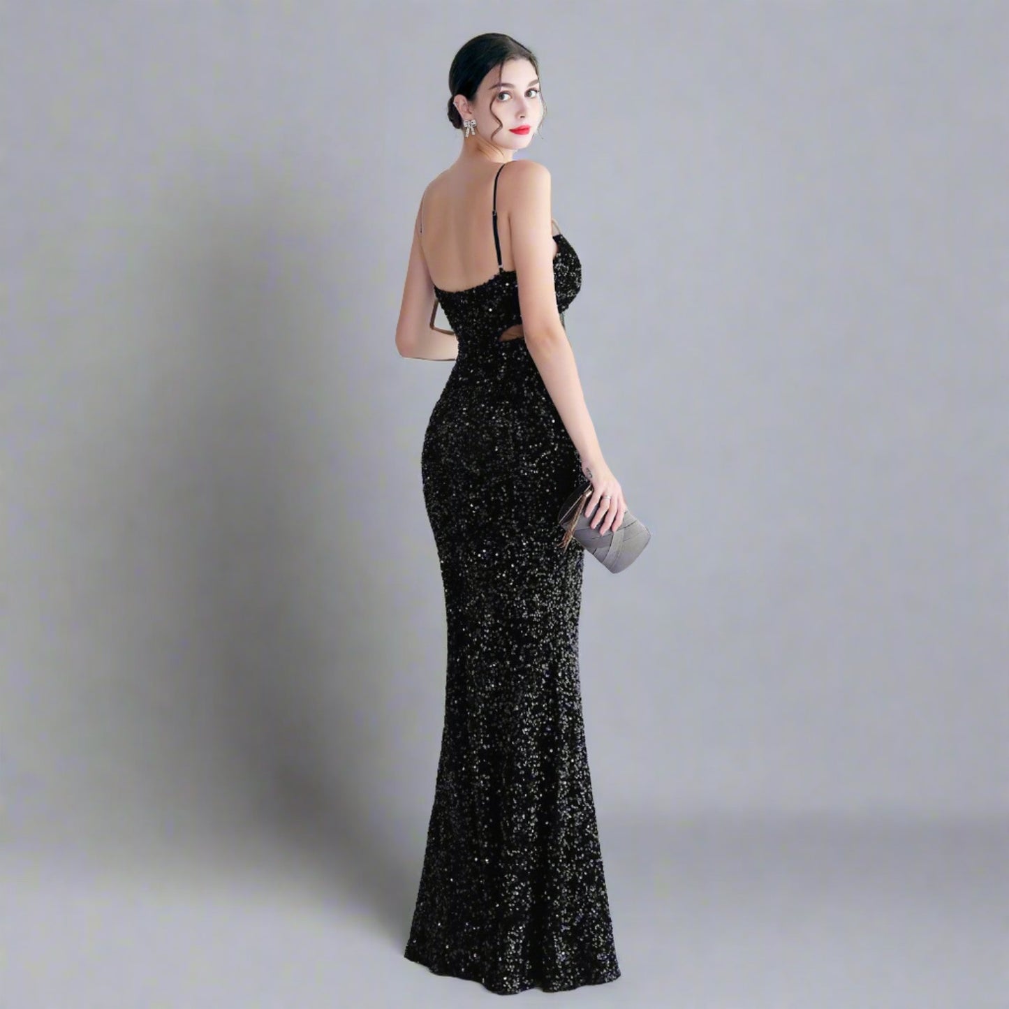 Cutout Sequin Gown