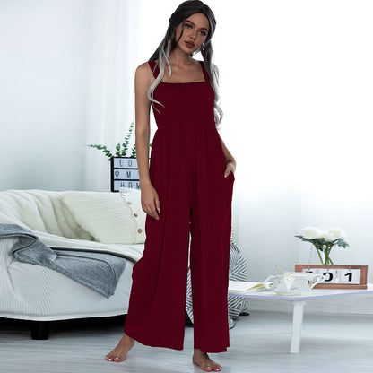 Smocking Wide Leg Jumpsuit