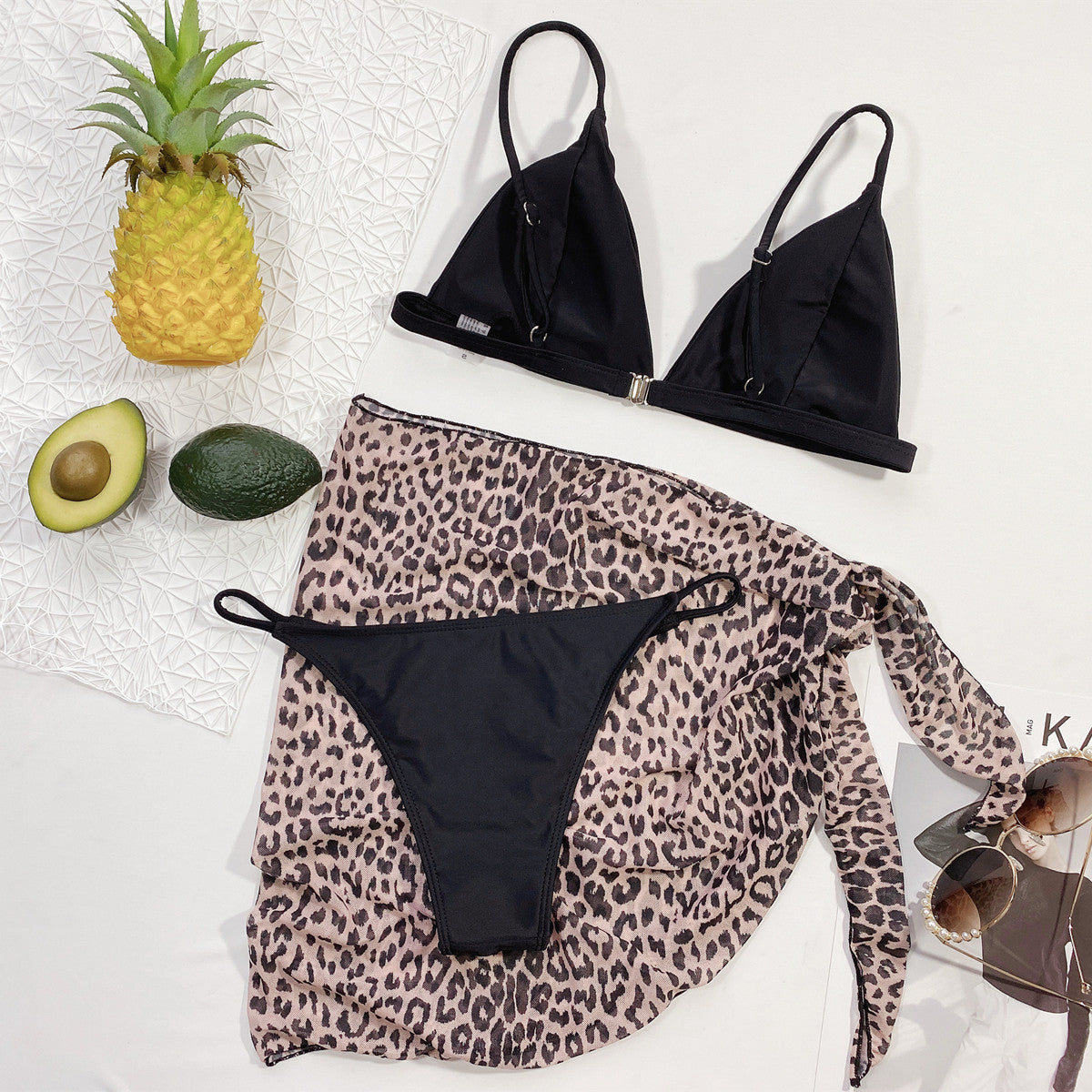 Triangle Leopard Print Three-Piece Set