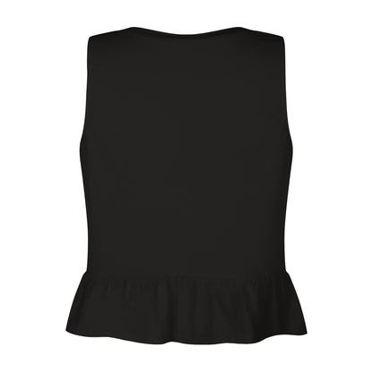 V-neck Ruffled Hem Sleeveless Top