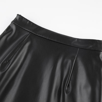 Faux Leather Slit Skirt