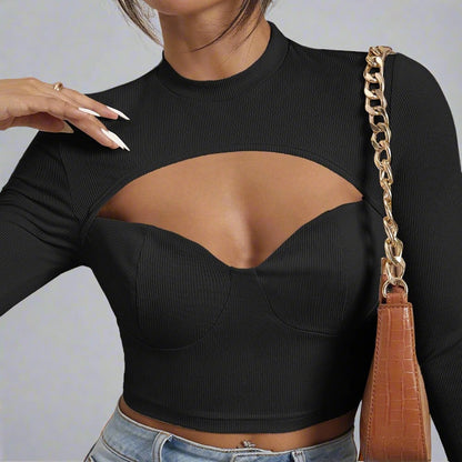 Cutout Long Sleeve Crop Top