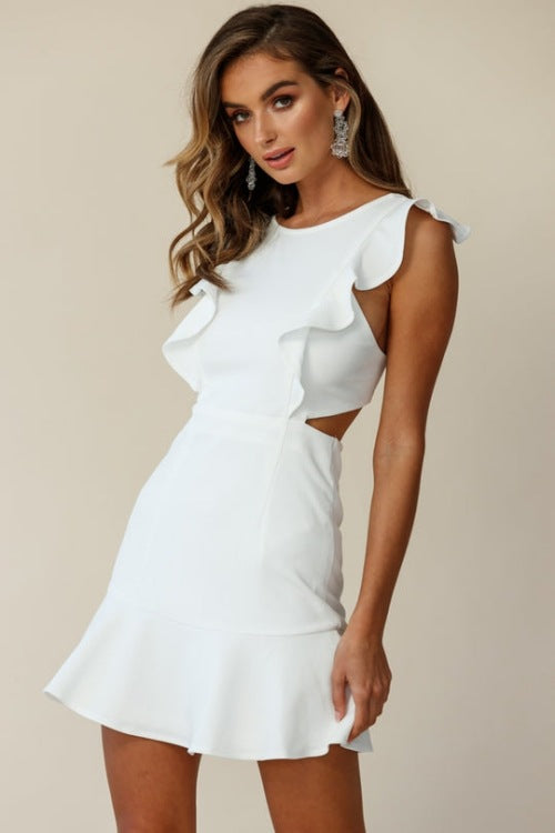 Sleeveless Ruffled Asymmetric Dress