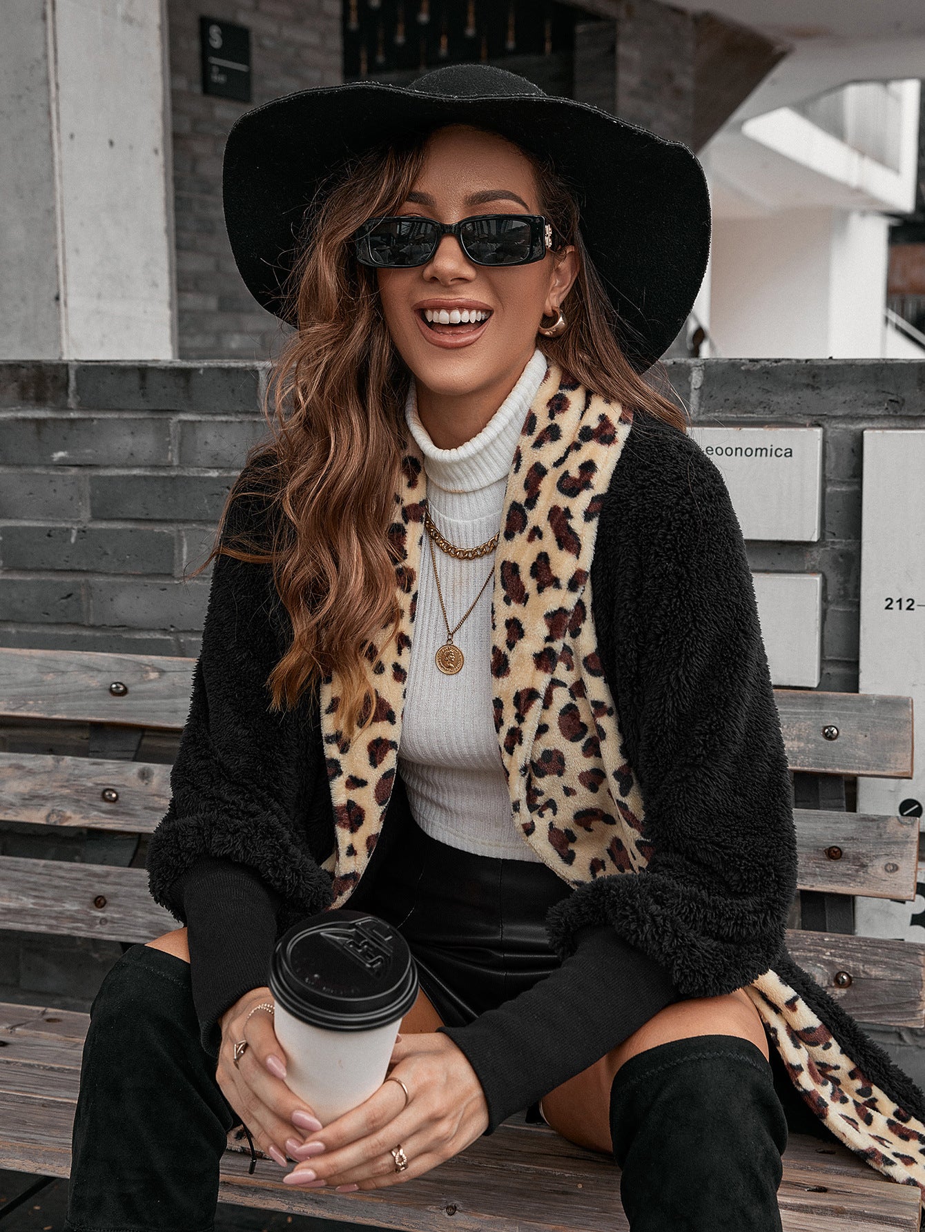 Mid Length Leopard Trim Coat