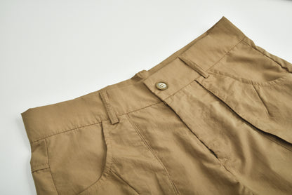 khaki Ruched Capri Pants